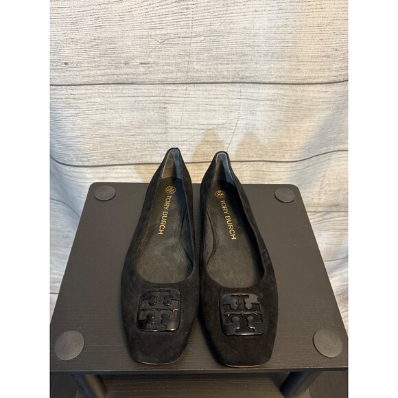 Tory Burch Black Suede Georgia Ballet Flat Size 11 - Picture 1 of 3